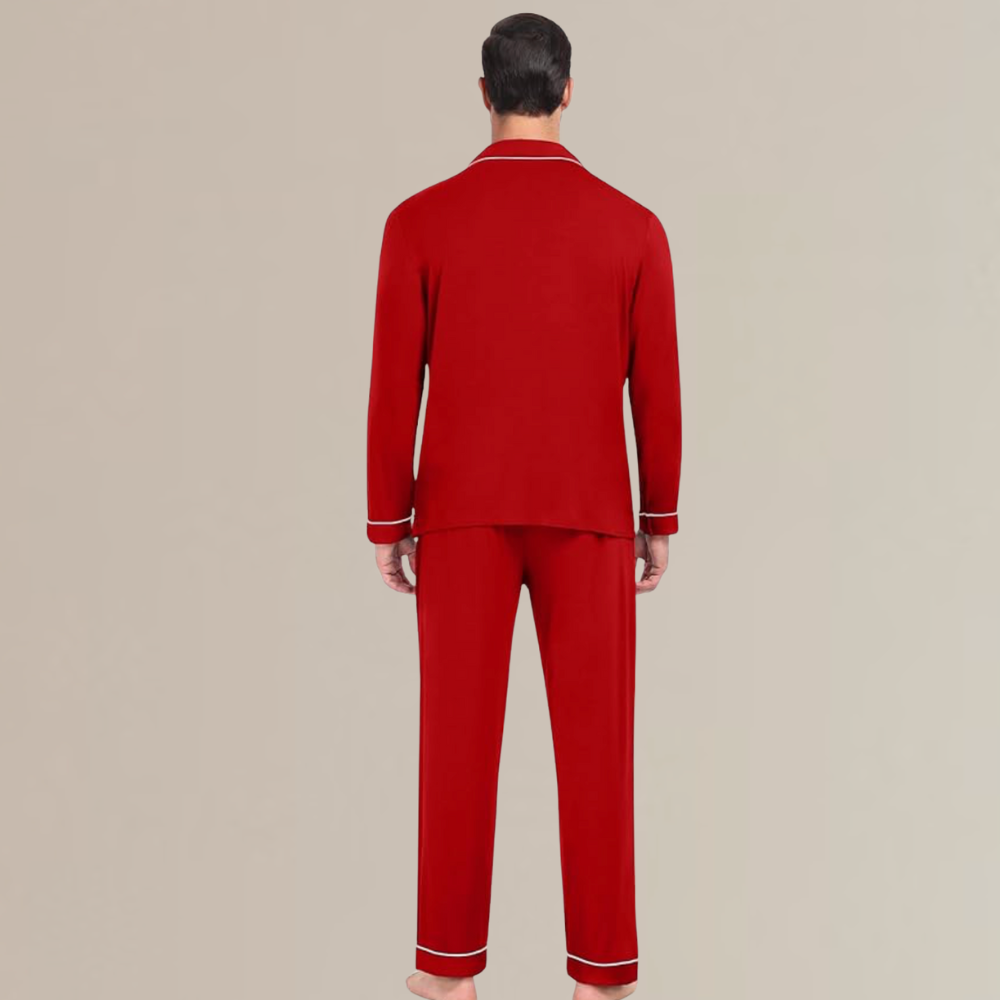 Men's Soft Cotton Long Sleeve Pajama Set