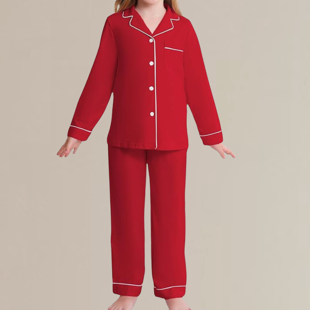Kid's Unisex Soft Cotton Long Sleeve Pajama Set