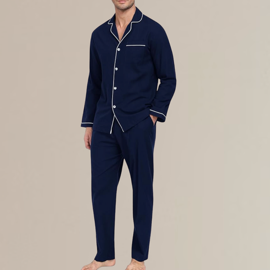 Men's Soft Cotton Long Sleeve Pajama Set