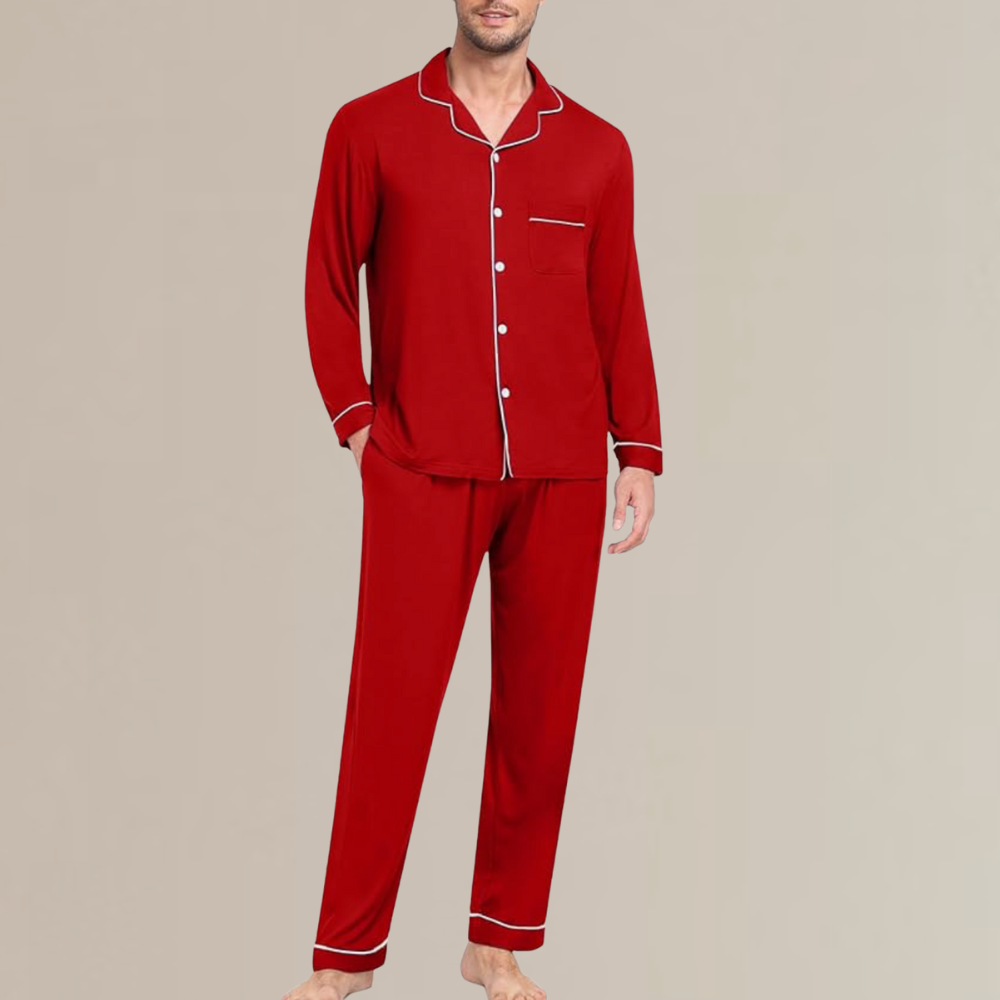 Men's Soft Cotton Long Sleeve Pajama Set